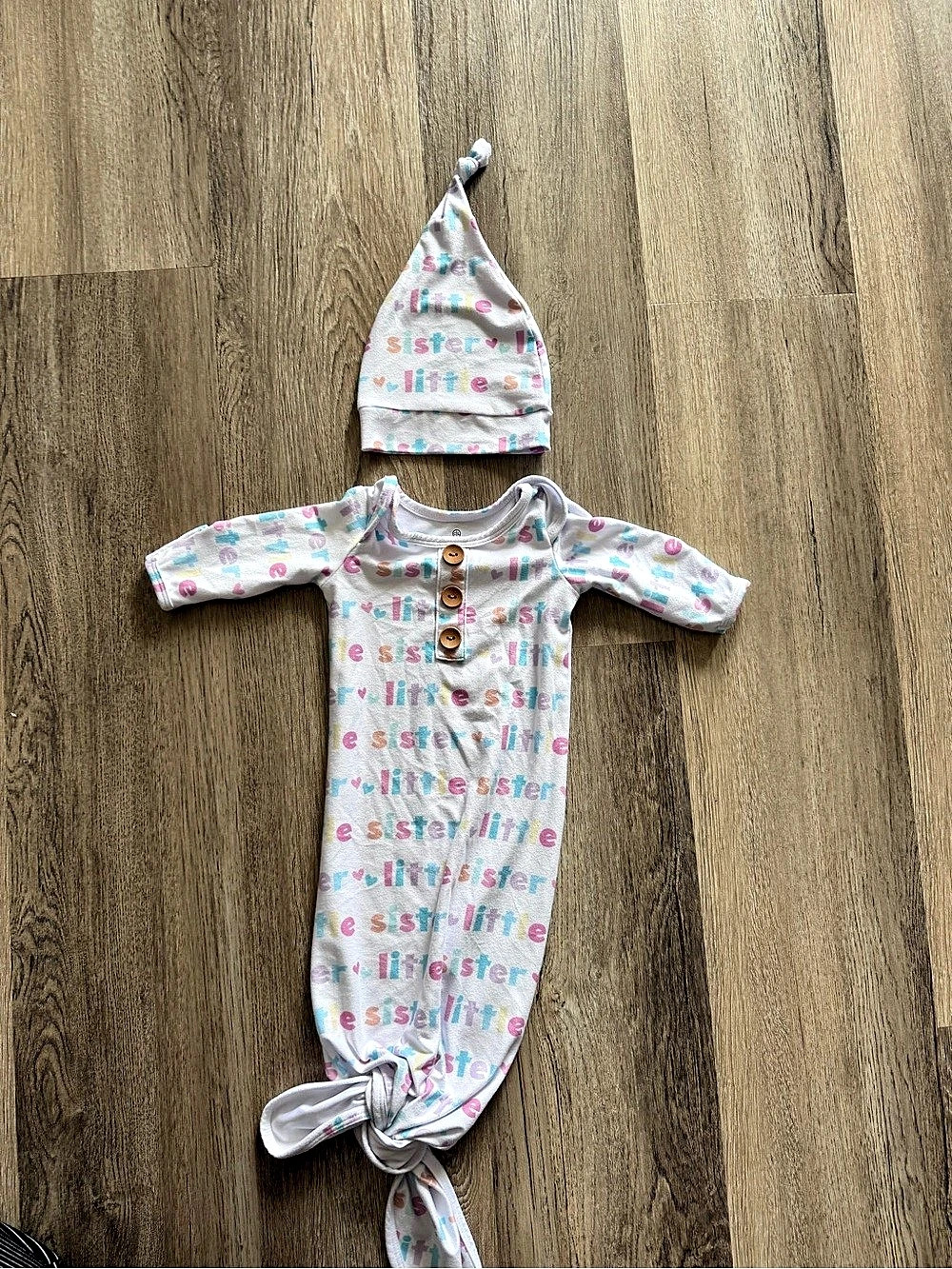Caden Lane Little Sister Newborn Baby Knot Gown & Hat Set